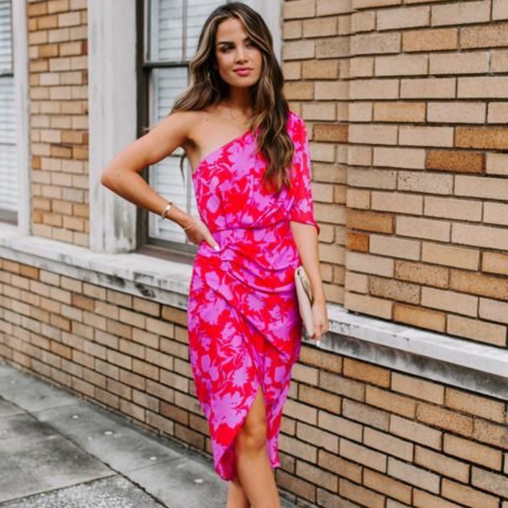 NWT Do + Be Hot Pink One Shoulder Dress